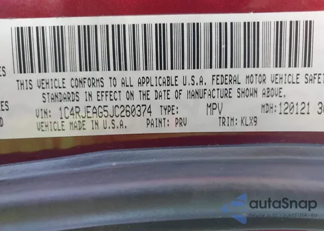 2018 Jeep Grand Cherokee Laredo E 4X2 z USA, uszkodzony, nr VIN 1C4RJEAG5JC260374